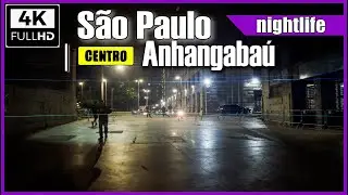 [4K] The Anhangabau Valley in Sao Paulo city Brazil | Sao Paulo walking tour | night walk 4k tour