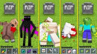 Why ALL THE MOBS DIED IN MINECRAFT ?! RIP ZOMBIE ENDERMAN WOLF GOLEM VILLAGER Battle