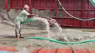 Incredible Raw Power: Using Water to Move Mountains of Sand | Sand Barge Unloading