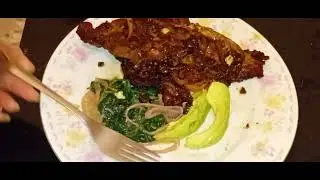 Late Dinner/Pork Chop With Spinach/Enjoy 