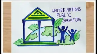United nations public service day drawing step by step |United nations public service poster drawing