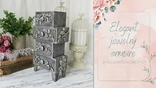 Elegant jewelry and makeup organizer box; Handmade wooden home decor idea; Gift idea for her