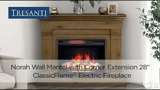Tresanti&reg; Norah Wall Mantel with Corner Extension 28&rdquo; ClassicFlame&reg; Electric Fireplace