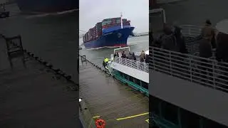 Tour Boat Slammed by Giant Ship Wake!