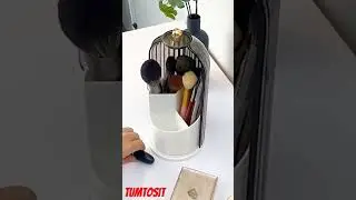 Product Link in comment.Rotating Dustproof Makeup Brushes, Makeup Brush Holder Organizer with Lid
