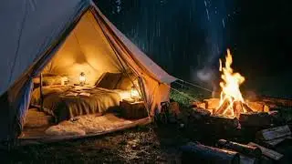Relaxing Rain and Campfire Sounds | Cozy Camping Night | 8 Hours No Ads #asmr 