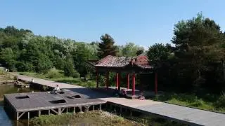 Chinese pagoda Liverpool festival gardens drone flight