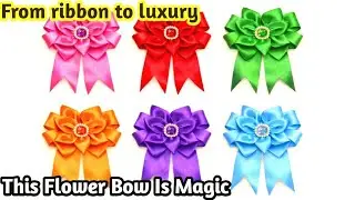 How to Make Royal Blue Satin Flower Hair Bows | DIY Fancy Hair Clips