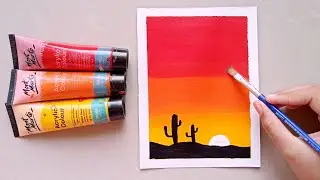 Dessert sunset painting | Acrylic painting for beginners
