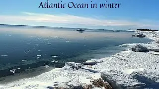 Natural beauty of Atlantic Ocean in winter.  Relaxing Music.
