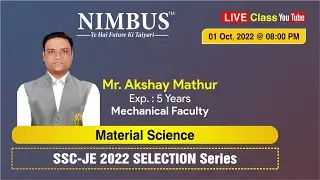 Material Science for SSC JE 2022 (ME ) -🔴 Live Class | Selection Series | Free Online Coaching | L-1