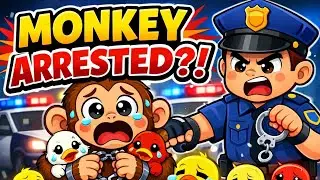Police Arrests Naughty Monkey! || Stealing White & Red Ducklings 
