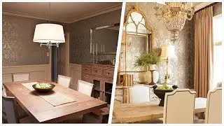 75 Dining Room With Metallic Walls And Orange Walls Design Ideas You'll Love ♡