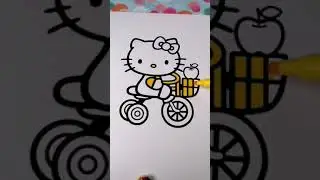 Colouring a Hello Kitty l Cartoon Coloring pages l Fizzi Fingers l 2 l #shorts
