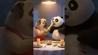 Panda Feeds Pug a Healthy Snack! 🐼🐶🍎