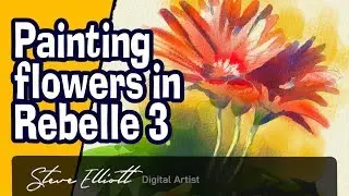 Easy flower watercolour painting in Rebelle 3
