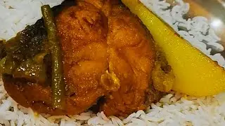 মাছের পিস টা দারুন, কাতলা মাছের তেল, মাছের ঝোল, বেগুন ভাজা আর গরম গরম ভাত খেলাম 