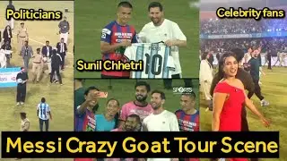 Messi Gifts Signed jersey to Indian Football legend during Mumbai GOAT TOUR as Fans Chants .