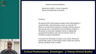 8. Critical Posthumanism. Genealogies - 2: Human-Animal Studies - II