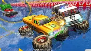 POLICE MONSTER TRUCK GANGSTER CHASE WATER SURFING android gameplay [1080p]