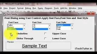 Learn Visual Basic 6.0 (VB6) -Design Font Dialog Box using ListBox,Checkbox,Frame controls-
