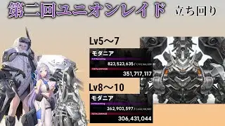 【NIKKE】第二回ユニオンレイド モダニアLv5,6,7 3.5億ダメージ Lv8,9,10 3億ダメージ スノーホワイト砲＋フォルクヴァン、アリア【ニケ】