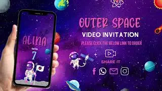Outer Space Girl Birthday Invitation - Outer Space Birthday Theme Invite