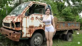 FULL VIDEO: Woman restores rusty old car in abandoned house - turns it back into a working car