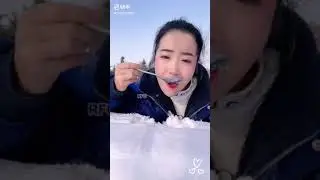 10 minutes of Her Real Snow eating ☃️ICE ASMR☃️