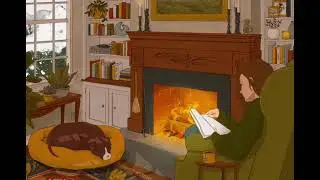 It&rsquo;s Snowy Night in 1940&rsquo;s, Oldies Music Playing in Another Room at Cozy Fireolace