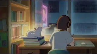Rainy Cyberpunk Library 🌃 Deep Focus Lofi Beats for Studying & Coding [3 Hours]