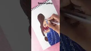 Indian village girl with matka|Bengali girl drawing|#shorts #ytshorts #youtubeshorts#girldrawing#art