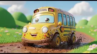 Muddy Toy School Bus in the Park | Nursery Rhymes for Kids