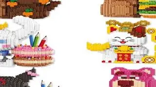 Linkgo Connection Pen Holder Building Block Capybara Maneki Neko Model Mini Bricks Losto Stitch Figu