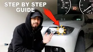 BMW 3 Series HeadLight Warning Light On E90 / E91, How To Change The Bulb in Easyway