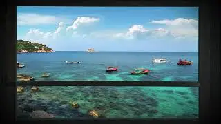 You're looking out at the boats on the mediterranean | Projector window