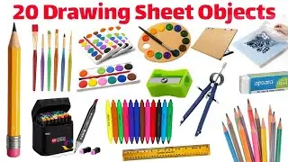 Learn 20 Drawing Tools Names for Kids | Drawing Items Name | Kids Learning Video