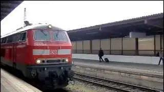 218 456 und 218 495 mit IC 118: Einfahrt, Motoren abstellen, wieder starten & wegrangieren