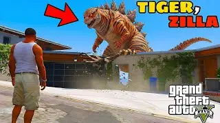 Franklin Attacked By Tiger Godzilla in GTA 5 