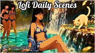 🎵 Relaxing Beats to Enjoy ☀️🏝️ A Day At the Waterfall With Flavine and Miau ☀️