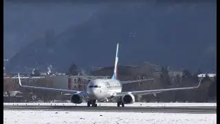 4K | B737-86J - Eurowings take off at LOWI/Innsbruck Airport | 02.2020