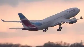 Eurowings Airbus A330-200 D-AXGA left turn takeoff Hamburg Airport