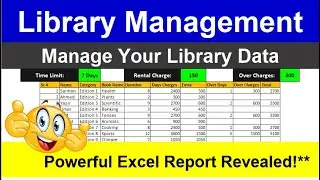 Library Management Report in Excel | SCHOOL, COLLEGE Management in Excel #exceltutoring