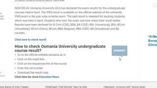 Osmania University Declares Undergraduate (YWS) Result 2019