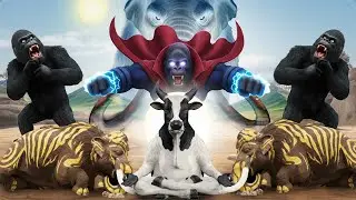 Woolly Mammoth Vs Monster Gorilla Vs Cow Battle