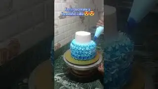two tier cake design 😍😍blue cake design #shorts#youtubeshorts