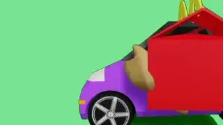 purple car moving (green screen)