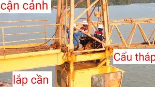 Đội chuyên nghiệp lắp ráp từ khúc cần cẩu tháp trụ neo p 21 cầu đại ngãi 1 
