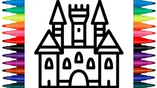 How to draw a 🏰 Castle -- Very easy for kids || preschool learning 🎨🖌️