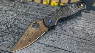 Modding Out My Spyderco Para 3 Lightweight! Acid Etch, Stonewash, Blue Hardware